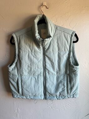 Thread Supply Blue Puffer Vest Cropped Pastel Clean Girl Coastal Athleisure Sz S